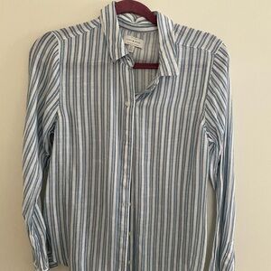 Women’s Lucky Brand blue and white striped blouse.